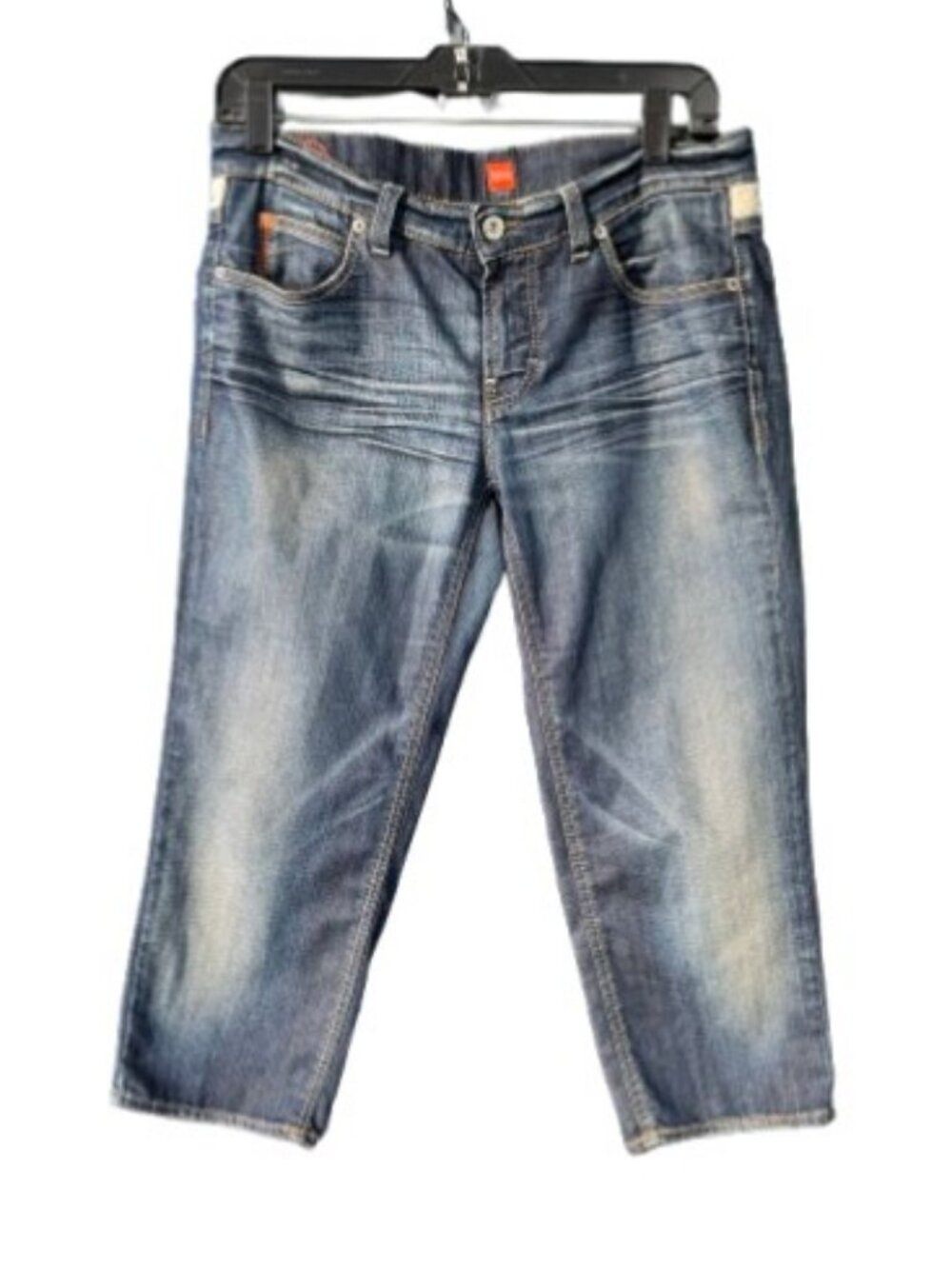 Hugo Boss Orange Label cropped vintage-wash denim jeans blue women's size 32